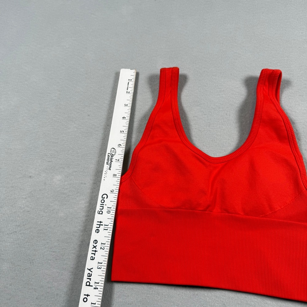 Halfdays Womens XS Paradis Seamless Bra Top Orange Red Ribbed Longline Yoga - Picture 7 of 7